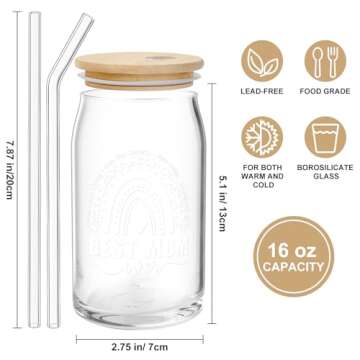 Valentines Day Gifts for Her Mom, Gifts for Mom from Daughter Son, Mom Gifts for Mama Wife New Mom Stepmom on Christmas Mothers Day, Personalized Birthday Mothers Day Gifts for Women - Can Glass 16OZ