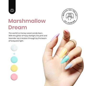 beetles Pastel Gel Polish Set- 6 Colors Purple Yellow Mint Green Gel Polish Set Blue Jelly Rainbow Shimmer Gel Nail Polish Soak off UV Gel Polish Diy Nail Art Manicure at Home Gifts for Women