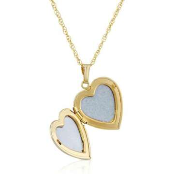 14k Engraved Heart Locket Necklace - 18"