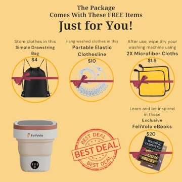 FeliVolo Portable Foldable Washing Machine - Compact 12L Solution for Busy Lifestyles