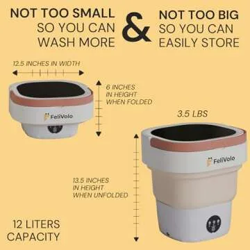 FeliVolo Portable Foldable Washing Machine – 12L Premium Package