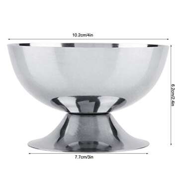 Hapivida Ice Cream Cup, 4Pcs Stainless Steel Serving Dessert Bowls Cups Sauce Bowls Mini Round Foote...