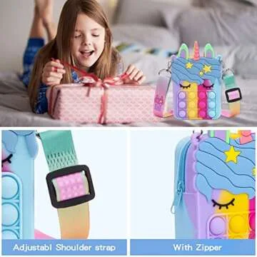 Civan Multi Unicorn Pop Purse for Girls - Fidget Fun Bag