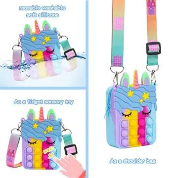 Civan Multi Unicorn Pop Purse for Girls - Fidget Fun Bag