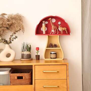 Fungi Fun Floating Mushroom Shelf: Whimsical Wall Decor for Nursery & More