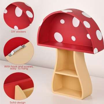 Fungi Fun Floating Mushroom Shelf for Whimsical Decor
