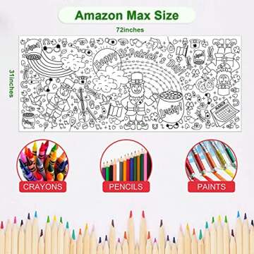 OHOME St. Patrick's Day Giant Coloring Poster/Tablecloth - St Patricks Day Decorations - 30 x 72 Inc...