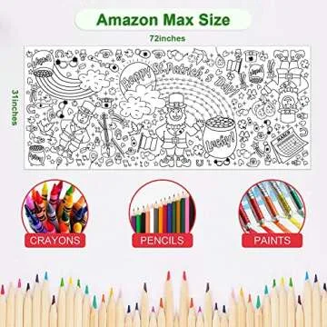OHOME St. Patrick's Day Giant Coloring Poster/Tablecloth - St Patricks Day Decorations - 30 x 72 Inc...