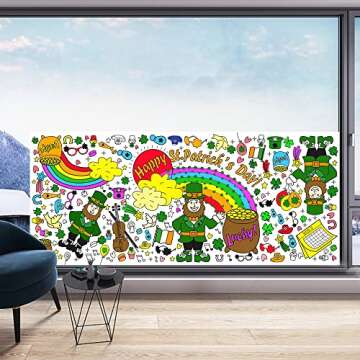 OHOME St. Patrick's Day Giant Coloring Poster/Tablecloth - St Patricks Day Decorations - 30 x 72 Inches Jumbo Paper Coloring Banner Kids Gifts Party Decorations - St Pattys Day Crafts for Kids