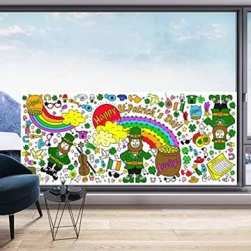 OHOME St. Patrick's Day Giant Coloring Poster/Tablecloth - St Patricks Day Decorations - 30 x 72 Inches Jumbo Paper Coloring Banner Kids Gifts Party Decorations - St Pattys Day Crafts for Kids