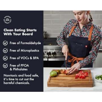 Sonder Los Angeles, Thick Sustainable Acacia Wood Cutting Board for Kitchen with Juice Groove, Sorting Compartment, Charcuterie 16x12x1.5 in (Gift Box Included)