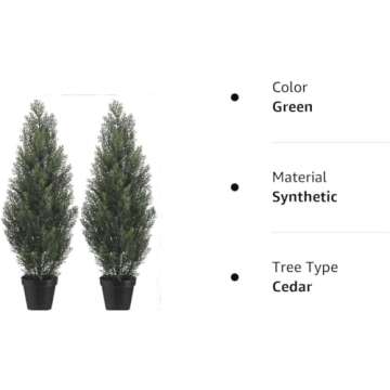 TRESIL 3 Foot Outdoor Artificial Cedar Trees - Potted Decor