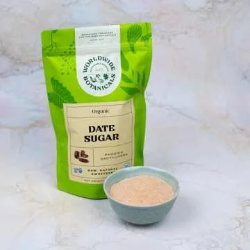 Worldwide Botanicals Organic Date Sugar Powder, 1 Pound - 100% Pure Dried Dates, Natural Whole Food Sweetener, Gluten-Free