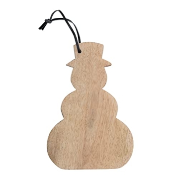 Mango Wood Snowman Cheese Board with Leather Tie