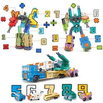 Siiziitoo Number Robots Transforming Action Figure Toys,Number Bots Toys, School Classroom Rewards, Carnival Prizes, Preschool Educational STEM Math Toys for Kids Boys Girls