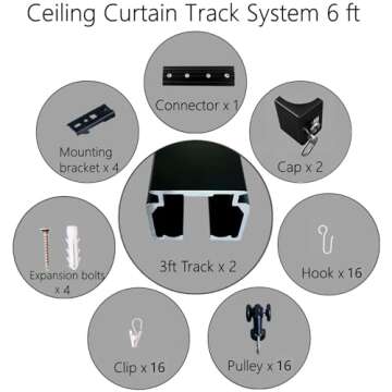 MaKefeile Heavy Duty Ceiling Mount Curtain Track System