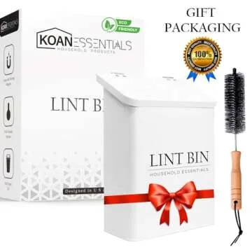 KOANE Essentials Farmhouse Metal Magnetic Lint Bin - Stylish Laundry Room Storage