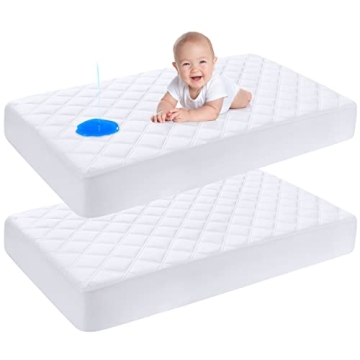 Yoofoss Quilted Waterproof Crib Mattress Protector 2 Pack