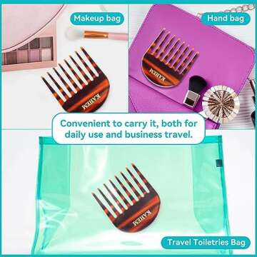 KAHEM Handmade Small Wide Tooth Comb for curly hair, Daily Hair Care Detangler Comb for Long and short Hair, Pocket Size, Unbreakable, 3.14Inch