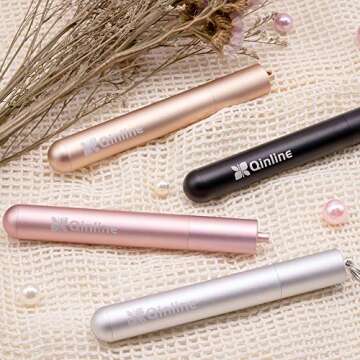 2021 New Year Eve Gift - 4 Pack 9.25'' Rainbow Reusable Metal Straws Collapsible Stainless Steel Drinking Straw Portable Telescopic Keychain Straw with Cleaning Brush & Case