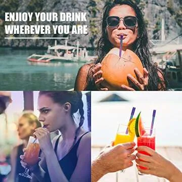 2021 New Year Eve Gift - 4 Pack 9.25'' Rainbow Reusable Metal Straws Collapsible Stainless Steel Drinking Straw Portable Telescopic Keychain Straw with Cleaning Brush & Case