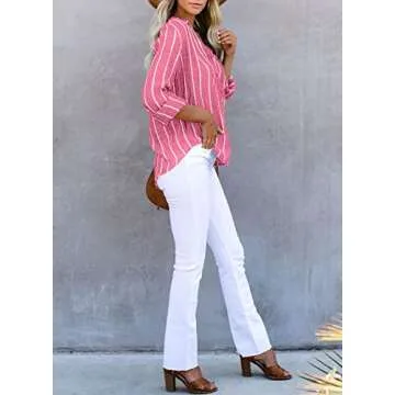Astylish Women's Plus Size Striped V Neck Blouse