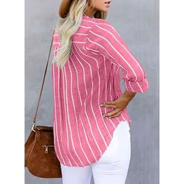 Astylish Women's Plus Size Striped V Neck Blouse