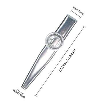 Fartime Silver Exquisite Aluminum Alloy Kazoo With 5 Kazoo Flute Diaphragms And A Beautiful Gift Box...