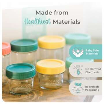 Mason Bottle 4oz Breast Milk Storage Glass (12-Pack) - Reusable Glass Baby Food Jars with Lids - Airtight, Stackable, Freezable Glass Baby Food Containers, Milk Container for Baby Formula