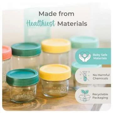 Mason Bottle 4oz Glass Jars - Baby Food & Milk Storage
