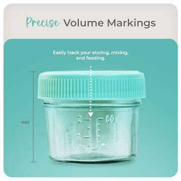 Mason Bottle 4oz Breast Milk Storage Glass (12-Pack) - Reusable Glass Baby Food Jars with Lids - Airtight, Stackable, Freezable Glass Baby Food Containers, Milk Container for Baby Formula