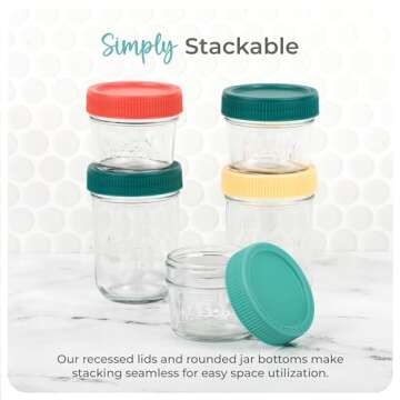 Mason Bottle 4oz Breast Milk Storage Glass (12-Pack) - Reusable Glass Baby Food Jars with Lids - Airtight, Stackable, Freezable Glass Baby Food Containers, Milk Container for Baby Formula
