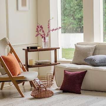 Home Brilliant 24x24 Throw Pillow Covers Linen Textured Throw Pillow Covers Neutral Decorative Pillo...