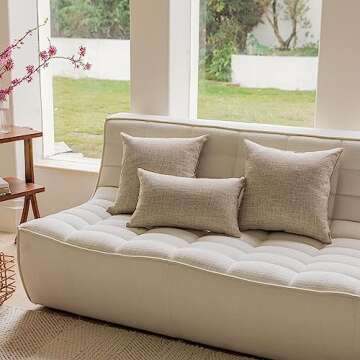 Home Brilliant 24x24 Throw Pillow Covers Linen Textured Throw Pillow Covers Neutral Decorative Pillow Cases for Couch Sofa Bed, 24 x 24 Inch, Set of 2, Burlap