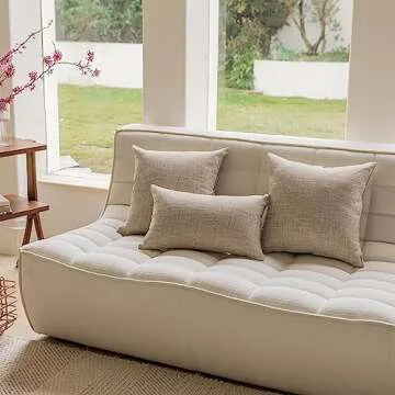 Home Brilliant 24x24 Throw Pillow Covers Linen Textured Throw Pillow Covers Neutral Decorative Pillow Cases for Couch Sofa Bed, 24 x 24 Inch, Set of 2, Burlap