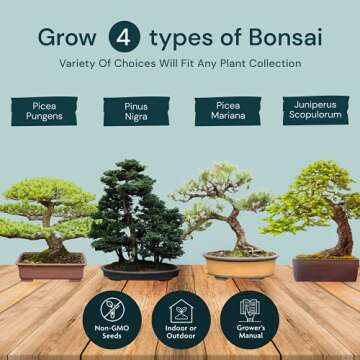 Nature's Blossom Bonsai Tree Kit - Unique Gifts for Indoor & Outdoor Gardening Enthusiasts - Includes Tools, 4 Types of Plant Seeds, Pots and Growing Guide - Secret Santa Gifts