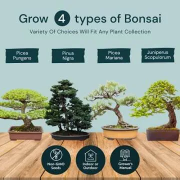 Nature's Blossom Bonsai Tree Kit - Unique Gifts for Indoor & Outdoor Gardening Enthusiasts - Includes Tools, 4 Types of Plant Seeds, Pots and Growing Guide - Secret Santa Gifts