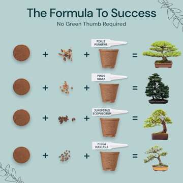 Nature's Blossom Bonsai Tree Kit - Unique Gifts for Indoor & Outdoor Gardening Enthusiasts - Includes Tools, 4 Types of Plant Seeds, Pots and Growing Guide - Secret Santa Gifts