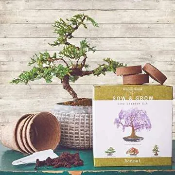 Nature's Blossom Bonsai Tree Kit - Unique Gifts for Indoor & Outdoor Gardening Enthusiasts - Includes Tools, 4 Types of Plant Seeds, Pots and Growing Guide - Secret Santa Gifts