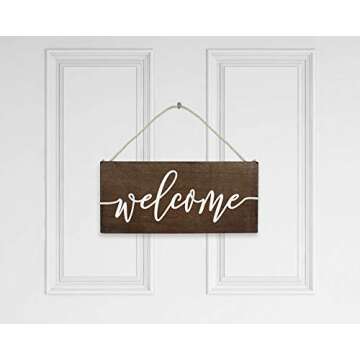 Elegant Signs Welcome Sign - Front Door Decor - Outdoor 6x12 Rustic Hanging Wood Farmhouse Porch Decorations for Home