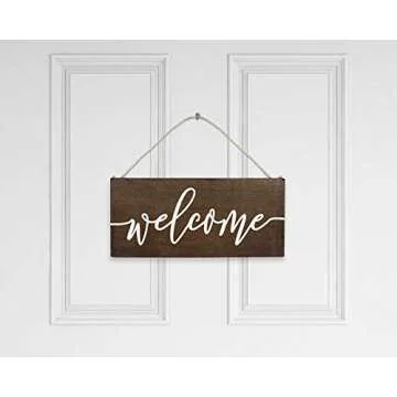Elegant Signs Welcome Sign - Front Door Decor - Outdoor 6x12 Rustic Hanging Wood Farmhouse Porch Decorations for Home