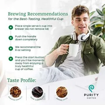 Purity Coffee EASE Dark Roast Low Acid Organic Coffee - USDA Certified Organic Specialty Grade Arabica Single-Serve Coffee Pods - Third Party Tested for Mold, Mycotoxins and Pesticides - 12 ct Box
