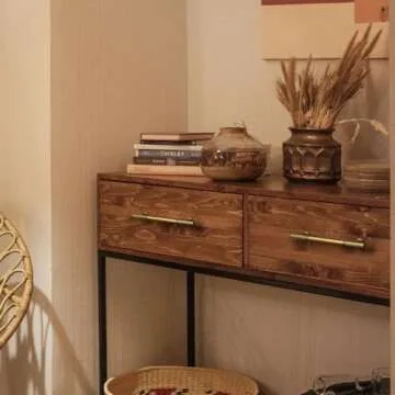 Goo-Ki Vintage Retro Antique Brass Zinc Alloy Cabinet Handles - 3''(76mm) Hole Center Striped Decorations Cabinet Pull Hardware for Bedroom, Kitchen, 6 Pack