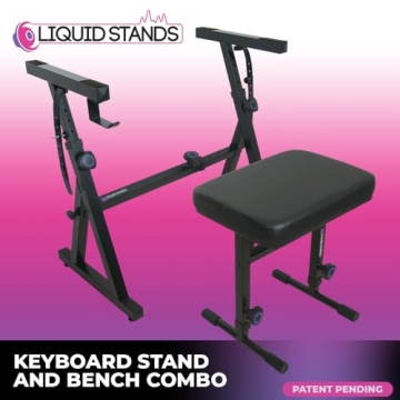 Adjustable Piano Keyboard Stand & Bench Set by Liquid Stands