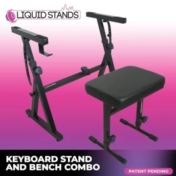 Adjustable Piano Keyboard Stand & Bench Set by Liquid Stands