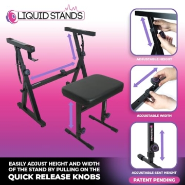 Adjustable Piano Keyboard Stand & Bench Set by Liquid Stands