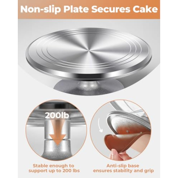 Kootek Aluminium Cake Stand - 12 Inch Rotating Decorator