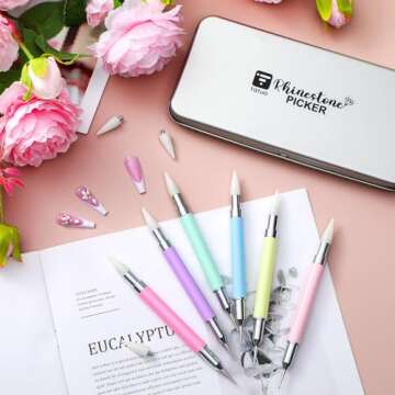 Tatuo 6 Pack Rhinestone Picker Tool Wax Pencil for Rhinestones Dual Ended Rhinestone Jewel Gem Cryst...