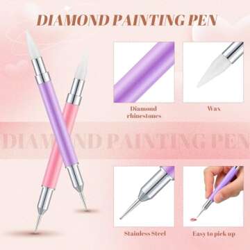 Tatuo 6 Pack Rhinestone Picker Tool Wax Pencil for Rhinestones Dual Ended Rhinestone Jewel Gem Crystals Picker Dotting Tool Pen Applicator DIY Nail Art Crafts for Nail Accessories