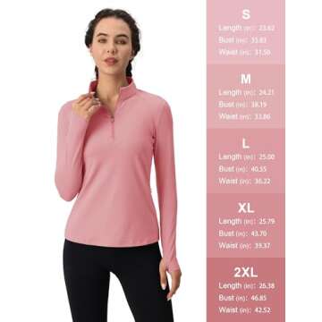 MAGCOMSEN 1/4 Zip Athletic Pullover Women Quarter Zip Workout Long Sleeve Thermal Shirts Fleece Running Jackets with Pockets Winter Hiking Cold Gear Grey Pink L